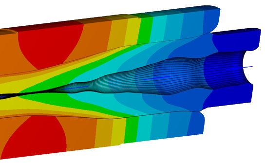 Heat simulation on tool for shaping of polymer